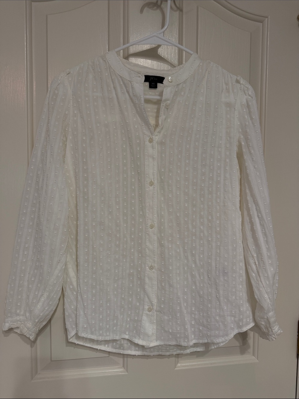 J. Crew Swiss Dot White Button-Down Blouse